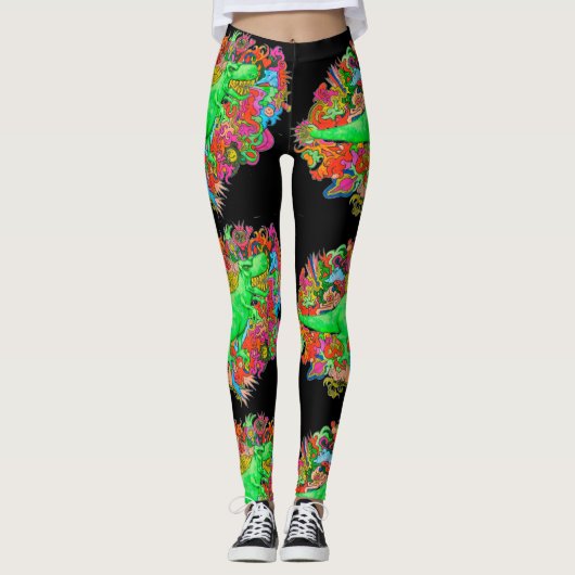 Psychedelic T-Rex Leggings (Voorkant)