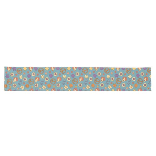 Psychedelic Table Runner Retro Pastel Mood Lange Tafelloper (Horizontaal)