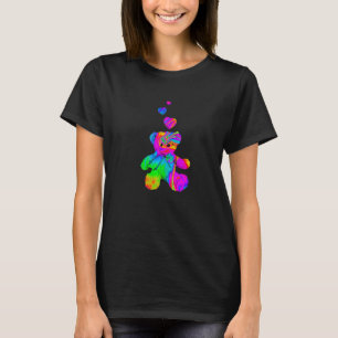 Psychedelic Teddy Bear Trippy Colorful Teddy met T-shirt