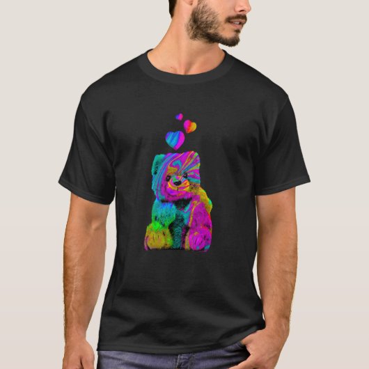 Psychedelic Teddy Bear Trippy Colorful Teddy with  T-shirt (Voorkant)