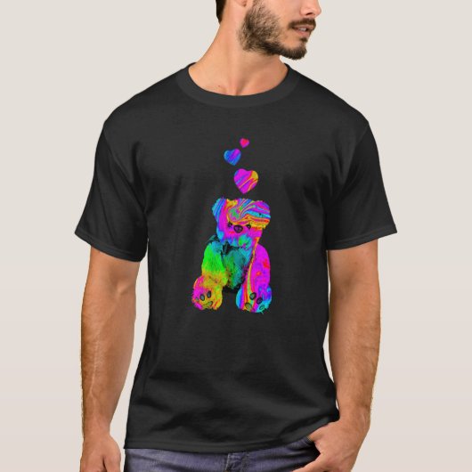Psychedelic Teddy Bear Trippy Colorful Teddy with  T-shirt (Voorkant)