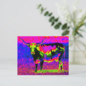Psychedelic Texas Longhorn Cow Briefkaart (Staand voorkant)