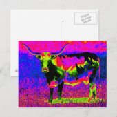 Psychedelic Texas Longhorn Cow Briefkaart (Voorkant / Achterkant)