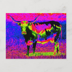 Psychedelic Texas Longhorn Cow Briefkaart