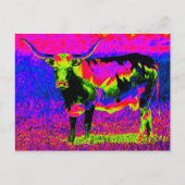 Psychedelic Texas Longhorn Cow Briefkaart (Voorkant)