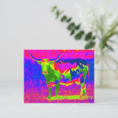 Psychedelic Texas Longhorn Cow Briefkaart (Staand voorkant)