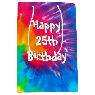 Psychedelic Tie Dye 25th Verjaardag Medium Gift Ba Cadeauzakje
