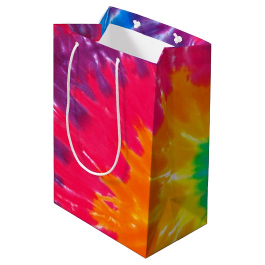 Psychedelic Tie Dye 60th Verjaardag Medium Cadeauzakje (Achterkant Gekanteld)