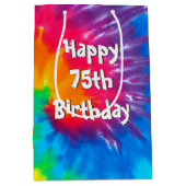 Psychedelic Tie Dye 75th Verjaardag Medium Gift Ba Medium Cadeauzakje (Voorkant)