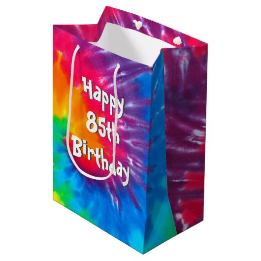 Psychedelic Tie Dye 85th Birthday Medium Gift Bag Medium Cadeauzakje (Voorkant Gekanteld)
