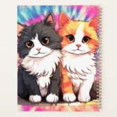 Psychedelic Tie Dye Cats Aangepaste Naam Planner (Achterkant)