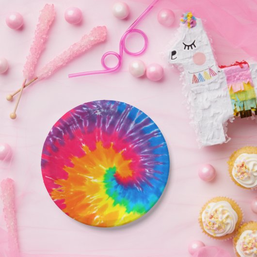 Psychedelic Tie Dye Design Papieren Bordje (Feest)