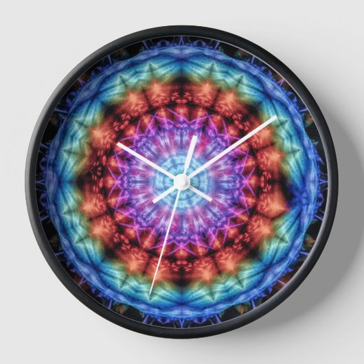 Psychedelic Tie Dye Mandala Wandklok (Voorkant)