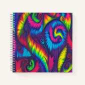 Psychedelic Tie Dye Rainbow Leaves Vibrant Spiral  Notitieboek (Voorkant)