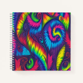 Psychedelic Tie Dye Rainbow Leaves Vibrant Spiral  Notitieboek