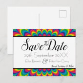 Psychedelic Tie Dye Save the Date Briefkaart (Voorkant / Achterkant)