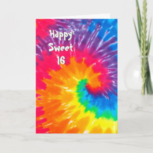 Psychedelic Tie Dye Sweet 16 Kaart