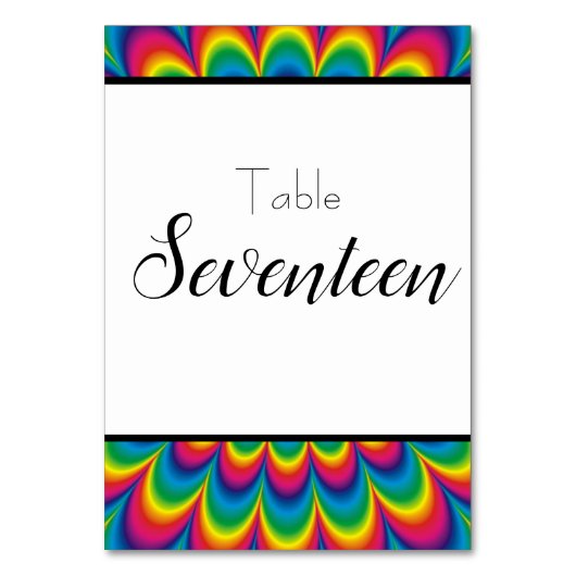 Psychedelic Tie Dye Table Number Kaart (Achterkant)