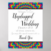 Psychedelic Tie Dye Unplugged Wedding Sign Poster (Voorkant)