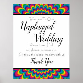 Psychedelic Tie Dye Unplugged Wedding Sign Poster