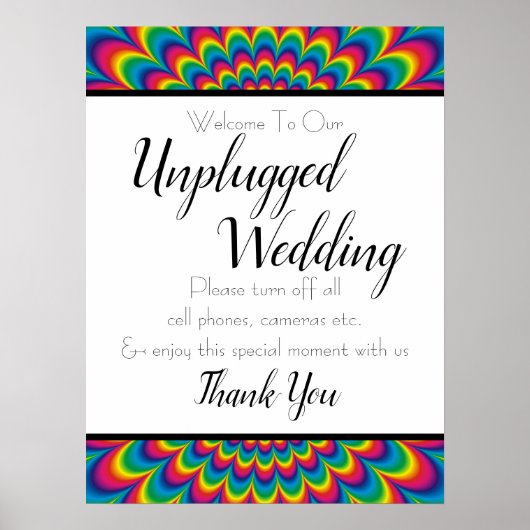 Psychedelic Tie Dye Unplugged Wedding Sign Poster (Voorkant)