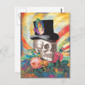 Psychedelic Top Hat Skull Briefkaart (Voorkant / Achterkant)