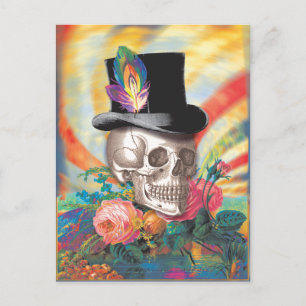 Psychedelic Top Hat Skull Briefkaart