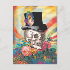 Psychedelic Top Hat Skull Briefkaart