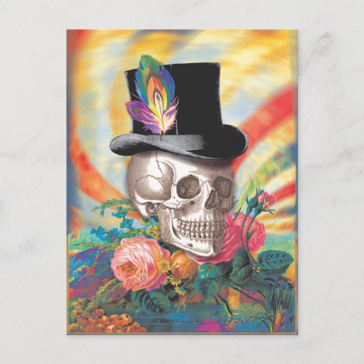 Psychedelic Top Hat Skull Briefkaart (Voorkant)