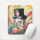 Psychedelic Top Hat Skull Mousepad Muismat (Met muis)