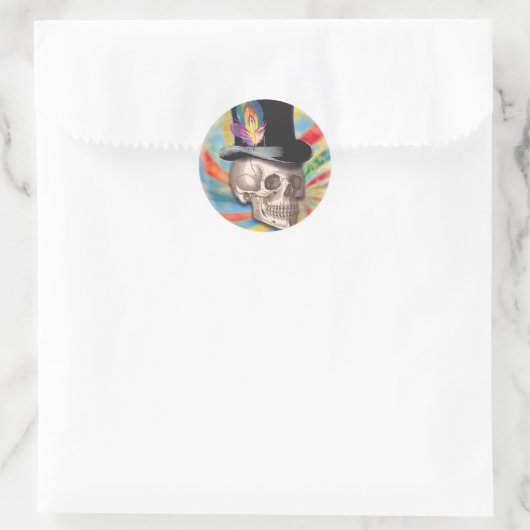 Psychedelic Top Hat Skull Sticker (Tas)