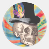 Psychedelic Top Hat Skull Sticker (Voorkant)