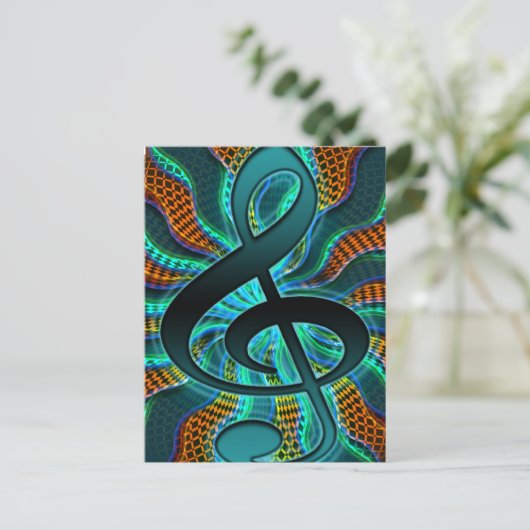 Psychedelic Treble Clef/G Clef Music Symbol Briefkaart (Staand voorkant)