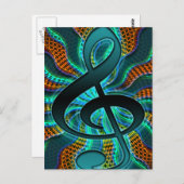 Psychedelic Treble Clef/G Clef Music Symbol Briefkaart (Voorkant / Achterkant)