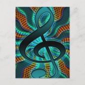 Psychedelic Treble Clef/G Clef Music Symbol Briefkaart (Voorkant)