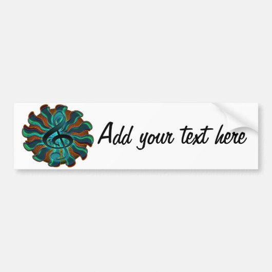 Psychedelic Treble Clef/G Clef Music Symbol Bumpersticker (Voorkant)