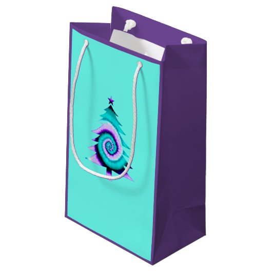 Psychedelic Tree Gift Bag (Turquoise) Klein Cadeauzakje (Achterkant Gekanteld)