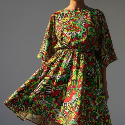 Psychedelic Tribal Abstracte kleurrijke samenstell Stof