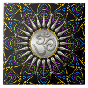 Psychedelic Tribe Silver om keramische tegels Tegeltje