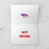 Psychedelic Triceratops Santa Kerstmis Dinosaur Kaart (Binnen)