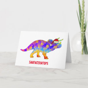 Psychedelic Triceratops Santa Kerstmis Dinosaur Kaart