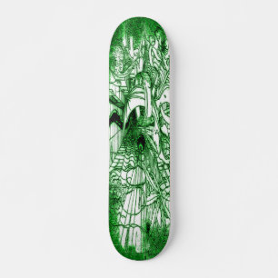 Psychedelic Trippy Black en Green Leaf Drawing Persoonlijk Skateboard