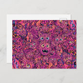 Psychedelic trippy cat in vibrant neon briefkaart (Voorkant / Achterkant)