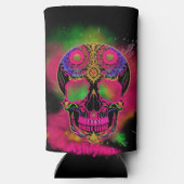 Psychedelic Trippy Custom schedel Kleurrijk Seltzer Blikjeskoeler (Achterkant)