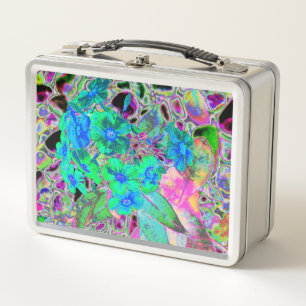 Psychedelic Trippy Lime Green en Blue Flowers