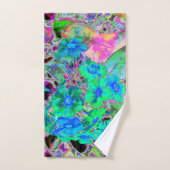 Psychedelic Trippy Lime Green en Blue Flowers Bad Handdoek (Handdoek)