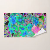 Psychedelic Trippy Lime Green en Blue Flowers Bad Handdoek (Handdoek)