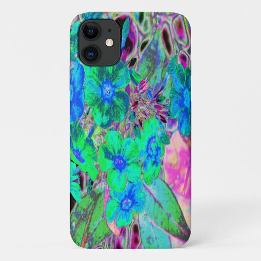 Psychedelic Trippy Lime Green en Blue Flowers Case-Mate iPhone Case (Achterkant)