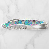 Psychedelic Trippy Lime Green en Blue Flowers Kurkentrekker (Achterkant)