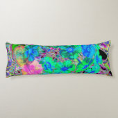 Psychedelic Trippy Lime Green en Blue Flowers Lichaamskussen (Achterkant)